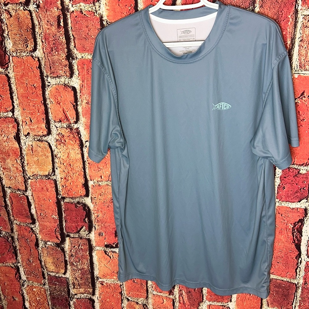 AFTCO Blue Fishing men’s  Shirt Large Polyester. Size Large